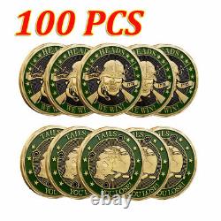 100PCS 1775 Heads We Win Tails You Lose Skull Gold Commemorative Challenge Coin