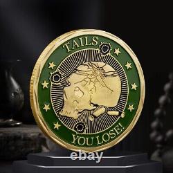 100PCS 1775 Heads We Win Tails You Lose Skull Gold Commemorative Challenge Coin
