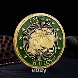 100PCS 1775 Heads We Win Tails You Lose Skull Gold Commemorative Challenge Coin