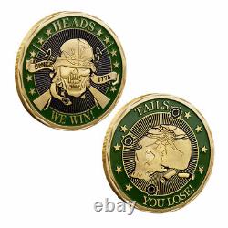 100PCS 1775 Heads We Win Tails You Lose Skull Gold Commemorative Challenge Coin