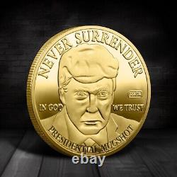 100PCS Never Surrender Medal Gold Commemorative Coin 2024 President Donald Trump