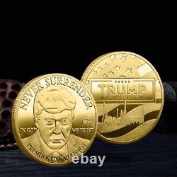 100PCS Never Surrender Medal Gold Commemorative Coin 2024 President Donald Trump