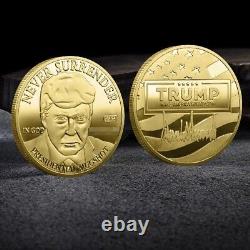 100PCS Never Surrender Medal Gold Commemorative Coin 2024 President Donald Trump