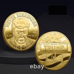 100PCS Never Surrender Medal Gold Commemorative Coin 2024 President Donald Trump