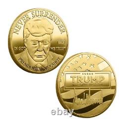 100PCS Never Surrender Medal Gold Commemorative Coin 2024 President Donald Trump