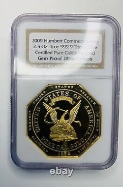 1852 Humbert Commemorative $50 Dollars Octagon Gem Pf 2.5 Oz. 999 Pure Gold Coin