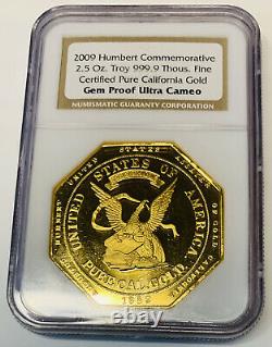 1852 Humbert Commemorative $50 Dollars Octagon Gem Pf 2.5 Oz. 999 Pure Gold Coin