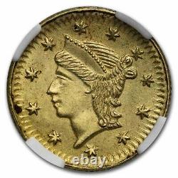 (1853) Liberty Round 25 Cent Gold MS-64 NGC (BG-221) SKU#248053