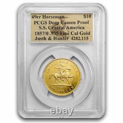 1857/0 $10 49er Horseman. 935 Fine Cal Gold PCGS