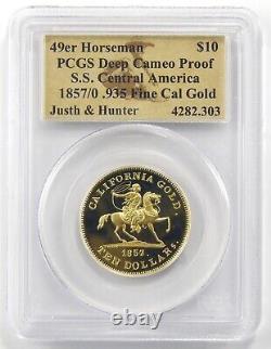 1857/0 49er Horseman $10 Gold S. S. Central America PCGS Deep Cameo Proof Coin