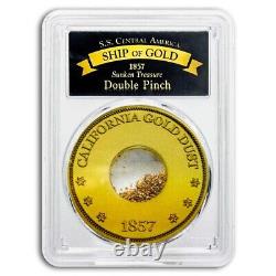 1857 S. S. Central America Double Pinch Gold Nuggets PCGS in Box