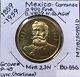 1859-1959 Mexico Carranza Gold Commemorative Medal Grove #p-45 Unc. Hairlines