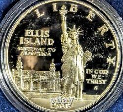 1886-1986 US Liberty Coin Set-$5 Gold, $1 Silver &$. 50 Silver Coin with Box