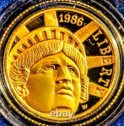 1886-1986 US Liberty Coin Set-$5 Gold, $1 Silver &$. 50 Silver Coin with Box