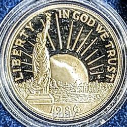 1886-1986 US Liberty Coin Set-$5 Gold, $1 Silver &$. 50 Silver Coin with Box