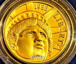 1886-1986 US Liberty Coin Set-$5 Gold, $1 Silver &$. 50 Silver Coin with Box