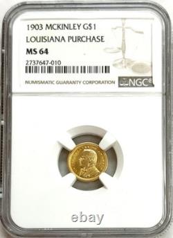 1903 GOLD USA McKINLEY $1 DOLLAR LOUISIANA PURCHASE COIN NGC MS 64
