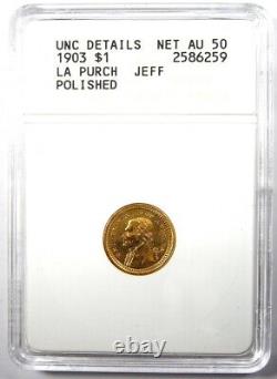 1903 Jefferson Louisiana Gold Dollar Coin G$1 ANACS Uncirculated Detail (UNC MS)