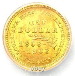 1903 Jefferson Louisiana Gold Dollar G$1 Coin Certified ICG MS65 (Gem BU)