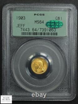 1903 Jefferson Louisiana Purchase Commemorative Gold Dollar OGH PCGS MS 64 CAC