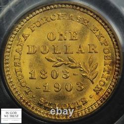 1903 Jefferson Louisiana Purchase Commemorative Gold Dollar OGH PCGS MS 64 CAC