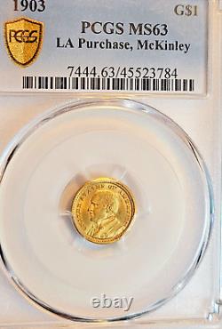 1903 LOUISIANA PURCHASE McKINLEY GOLD DOLLAR PCGS MS63 CHOICE LUSTROUS COIN