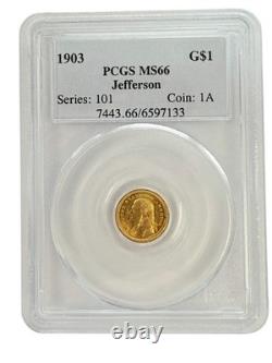 1903 Louisiana Purchase Jefferson $1 Commemorative Gold Coin PCGS MS66