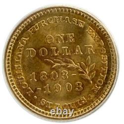 1903 Louisiana Purchase Jefferson $1 Commemorative Gold Coin PCGS MS66