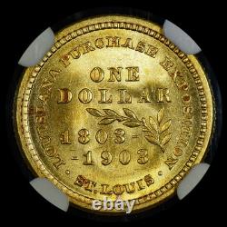1903 Mckinley Gold $1 Commemorative? Ngc Ms-65? Louisiana Purchase Dollar Coin
