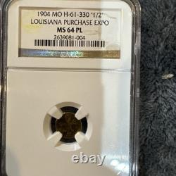 1904 MO H-61-330 1/2 Louisiana Purchase Expo MS64PL? Beautiful Gold Coin