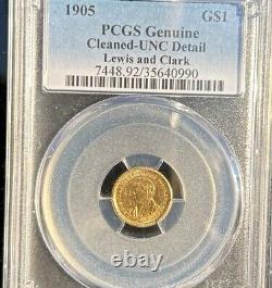 1905 $1 Lewis & Clark Exp Comm GOLD PCGS Cert Unc Details CLEANED -HISTORIC