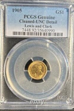 1905 $1 Lewis & Clark Exp Comm GOLD PCGS Cert Unc Details CLEANED -HISTORIC