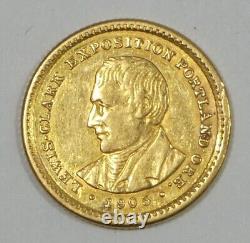 1905 Lewis & Clark Exposition $1 Gold Commem ALMOST UNCIRCULATED Mount Removed