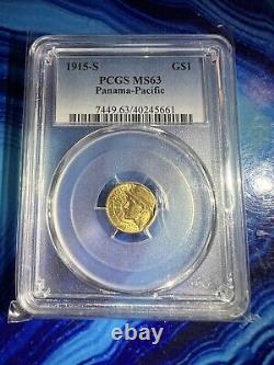 1915 S Gold Panama-pacific Exposition $1 Commemorative Pcgs Ms 63