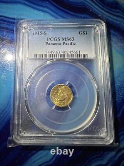 1915 S Gold Panama-pacific Exposition $1 Commemorative Pcgs Ms 63