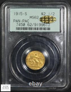 1915 S Pan-Pac Commemorative Gold Quarter Eagle $2.50 OGH PCGS MS 62 GOLD CAC