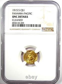1915-S Panama Pacific Gold Dollar G$1 Coin NGC Uncirculated Details (UNC MS)