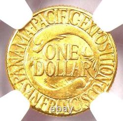 1915-S Panama Pacific Gold Dollar G$1 Coin NGC Uncirculated Details (UNC MS)