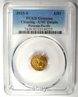 1915-S Panama Pacific Gold Dollar G$1 Coin PCGS Uncirculated Details (UNC MS)