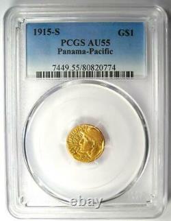 1915-S Panama Pacific Gold Dollar Pan-Pac G$1 Coin Certified PCGS AU55 Rare