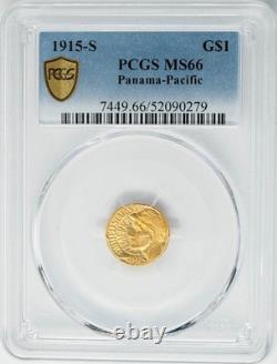 1915-S $ Panama Pacific Gold Dollar Pan Pac MS66 Secure PCGS 950428-1 1915-S $ Panama Pacific Gold Dollar Pan Pac MS66 Secure PCGS 950428-1