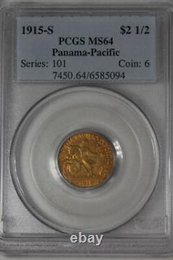 1915-s 2.50 Pcgs Ms64 Panama -pacific Gold $2.50 Commemorative Coin