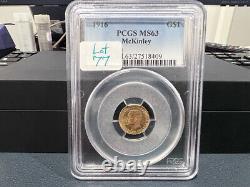 1916 $1 Gold McKinley PCGS MS63 (DAJ)