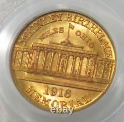 1916 GOLD McKINLEY $1 DOLLAR COMMEMORATIVE COIN PCGS MINT STATE 65