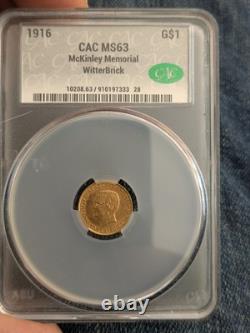 1916 G$1 McKinley Gold Commemorative MS63 CAC (Better Than PCGS)