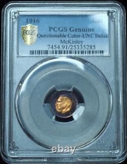 1916 McKinley Gold $1 Commemorative UNC Details PCGS Crazy Toning