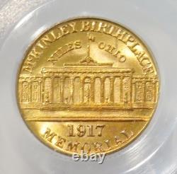 1917 GOLD US McKINLEY $1 DOLLAR COMMEMORATIVE COIN PCGS MINT STATE 66