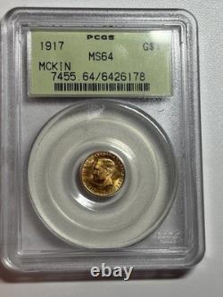 1917 Mckinley Commemorative Gold Dollar Pcgs Ms64 Ogh Great Strike