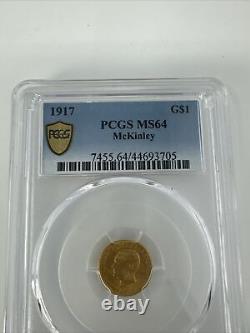 1917 PCGS MS64 McKinley $1 Gold Commemorative Dollar PCGS Gold Shield