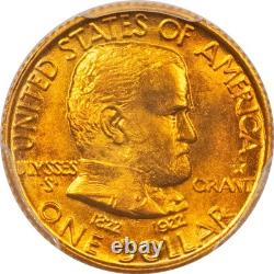 1922 $1 Grant, Star Gold Commemorative Dollar Pcgs Ms-66, Pq & Gorgeous